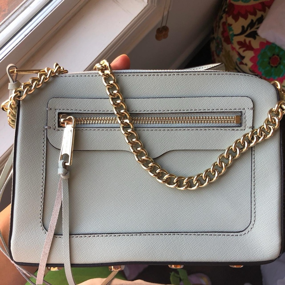 Rebecca Minkoff Gray Crossbody Bag with Gold Chain
